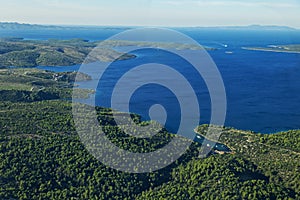 Forested bay on BraÃÂ island in the Adriatic Sea photo